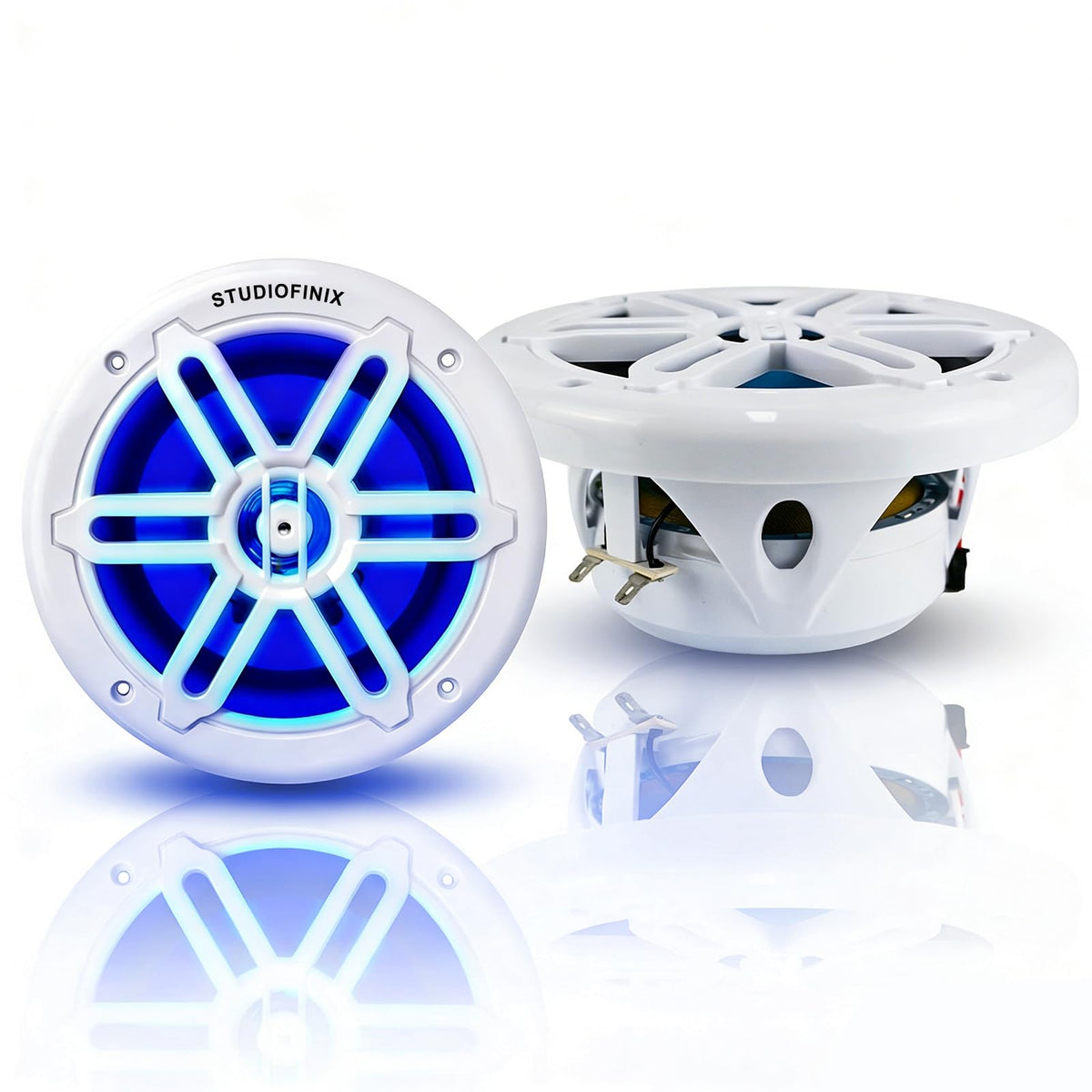 Altavoces Marinos STUDIOFINIX 8 Pulgadas 900 W con Luces LED Blanco Resistentes a la Intemperie para Barcos y Vehículos Todoterreno