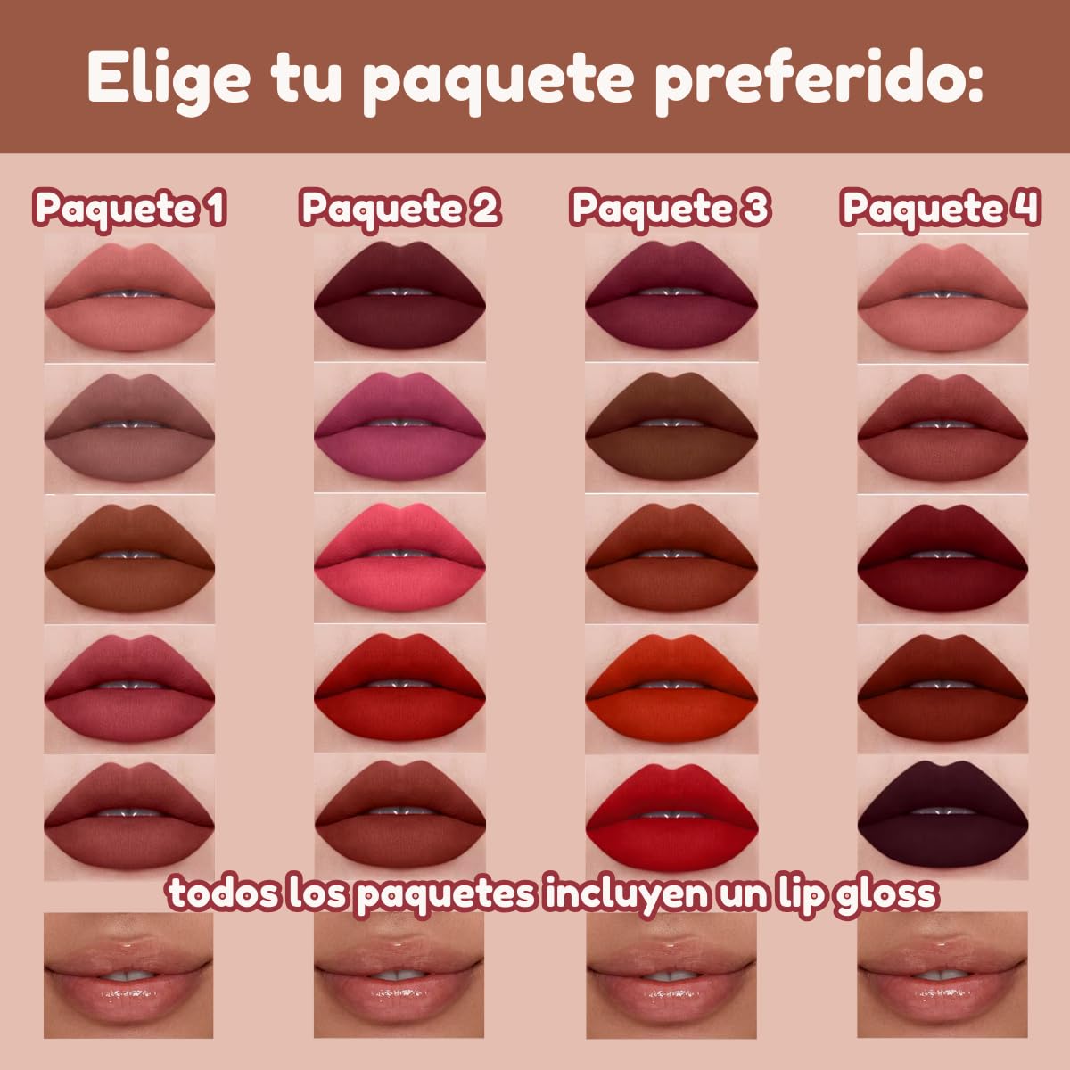 Set 3 Labiales Matte Larga Duración Maquillaje Waterproof Juego de brillo de labios de 3 piezas, Pintalabios líquido de larga duración, resistente al agua, mate, terciopelo, antiadherente, maquillaje (paq 4)