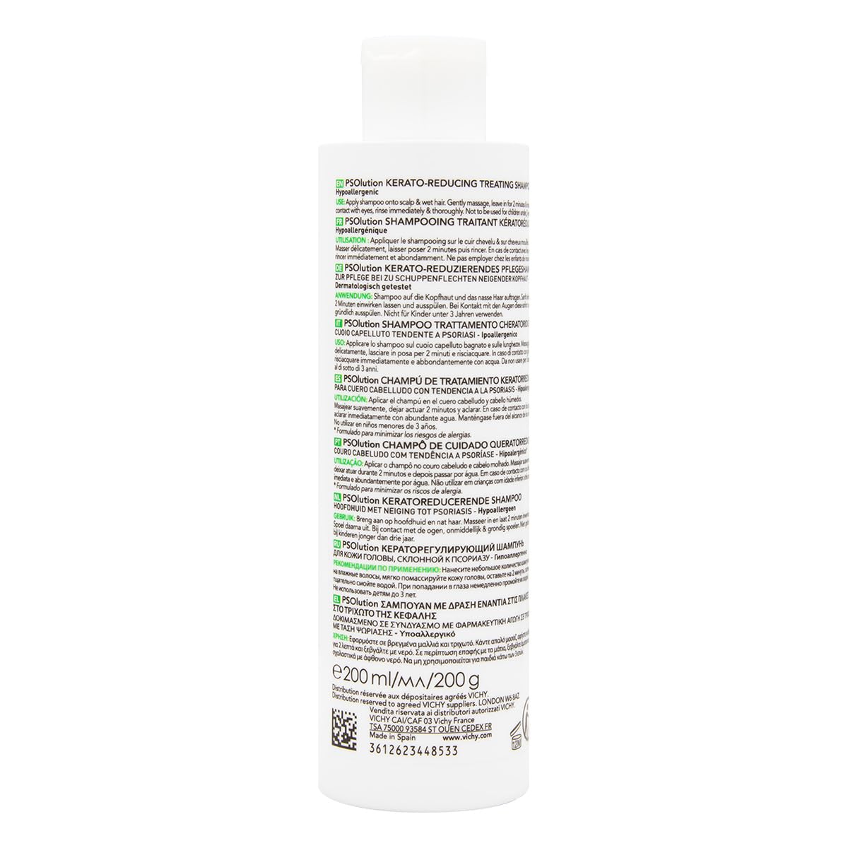 Dercos Psolution Shampoo de Tratamiento Kera Reconstructor para Piel Cabelluda Sensible, 200ml