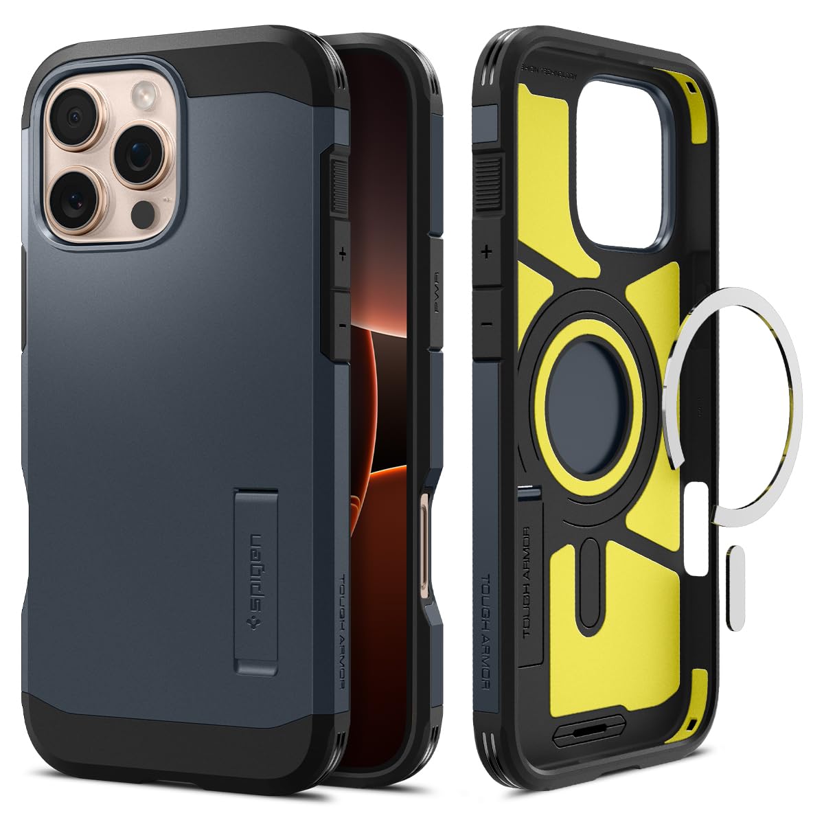 Funda Spigen Tough Armor (AI) MagFit Compatible con iPhone 16 Pro [Soporte] [Protección de Grado Militar], Compatible con MagSafe - Metal Slate