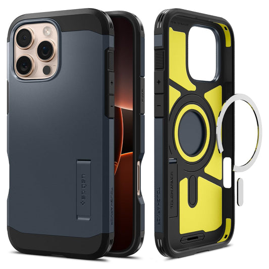 Funda Spigen Tough Armor (AI) MagFit Compatible con iPhone 16 Pro [Soporte] [Protección de Grado Militar], Compatible con MagSafe - Metal Slate