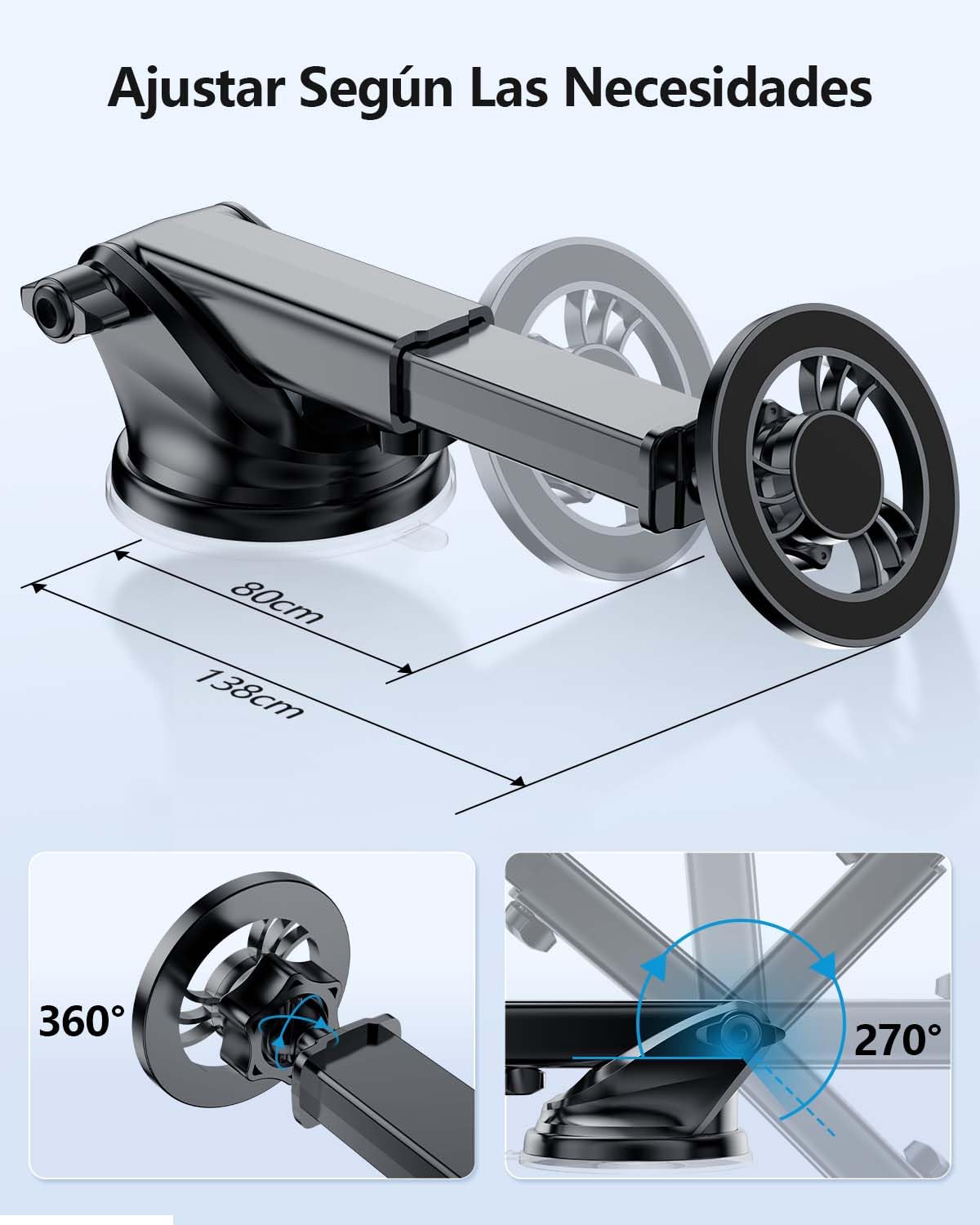 BYASKZIV Soporte para Celular Automovil 3 en 1, Magnético Porta Celular para Auto con Gancho y Ventosa para Rejilla o Parabrisas, para iPhone 15/14/13 Pro MAX, Huawei, Motorola, Xiaomi 14 Ultra