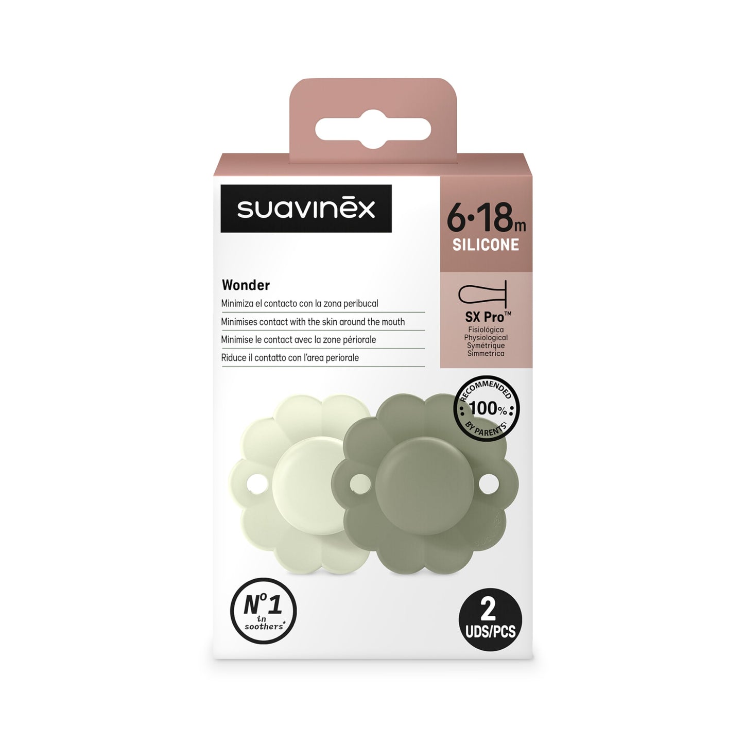 Chupete Suavinex Verde Silicona 6-18 Meses 2 Pack