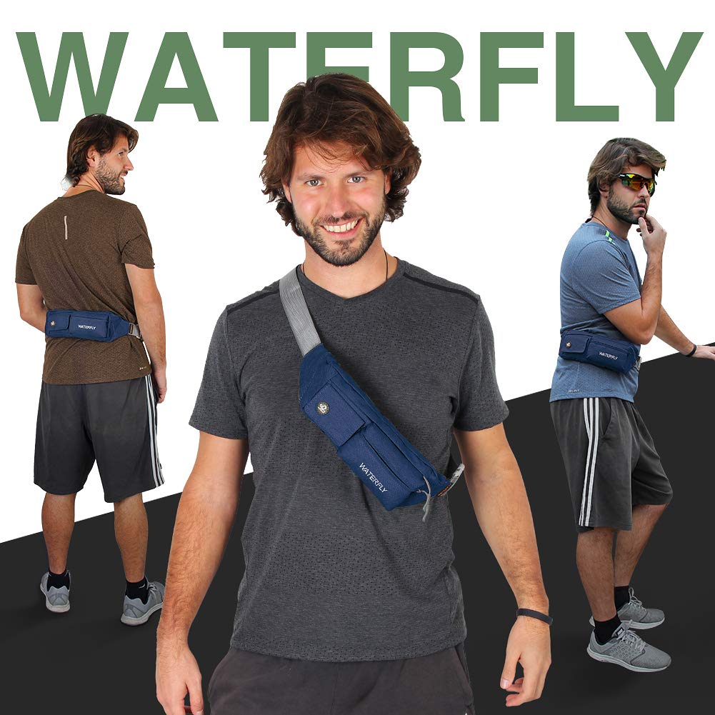 Riñonera Waterfly Negra Resistente al Agua para Correr, Viajes y Senderismo