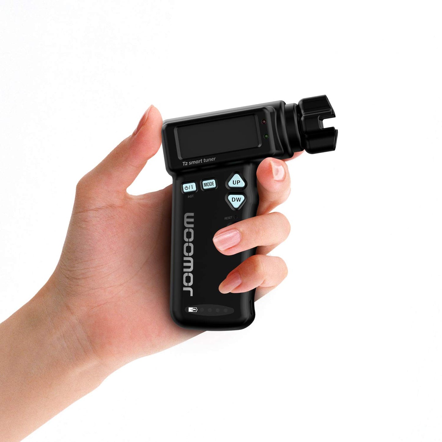 JOWOOM - T2 Afinador automático inteligente rápido para guitarras acústicas y ukulelele, con bobinador eléctrico de cuerdas de 180 rpm, seguro, grado profesional, batería recargable por USB, negro