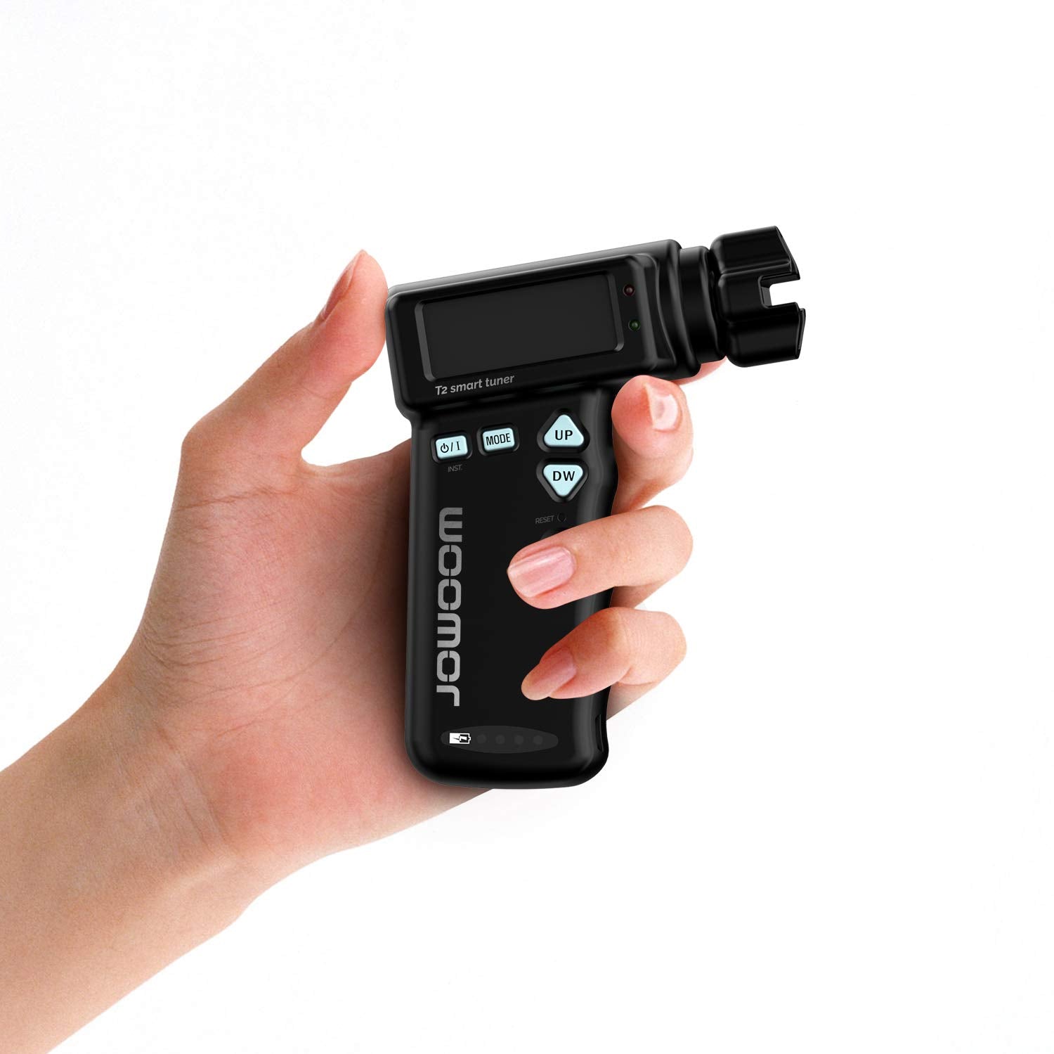 JOWOOM - T2 Afinador automático inteligente rápido para guitarras acústicas y ukulelele, con bobinador eléctrico de cuerdas de 180 rpm, seguro, grado profesional, batería recargable por USB, negro