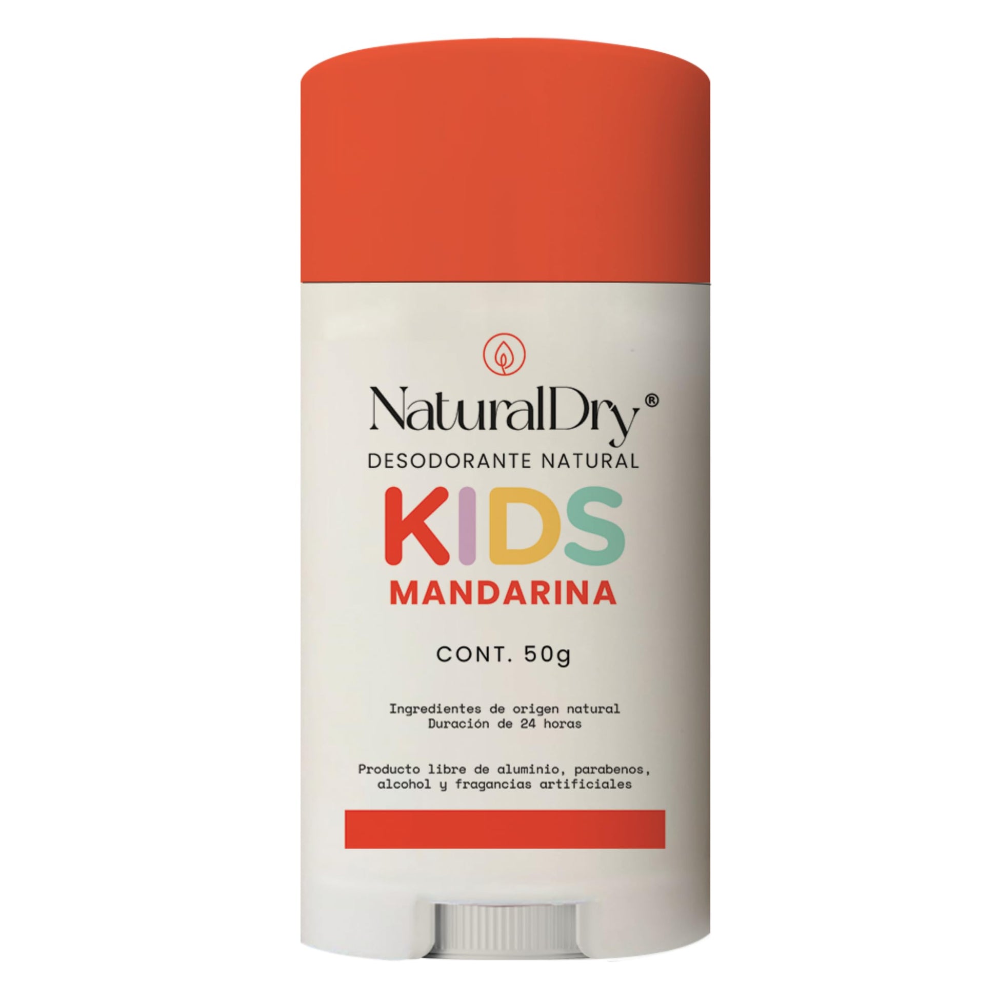 NaturalDry Kids - Desodorante infantil unisex Natural para niños - Sin aluminio - Sin parabenos - Aroma Mandarina - En barra (1 Unidad)