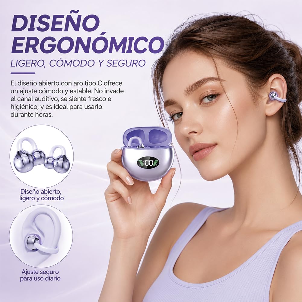 Audífonos Inalámbricos JKJTMI Bluetooth 5.4 Blancos con Pantalla LED para Correr y Hacer Ejercicio