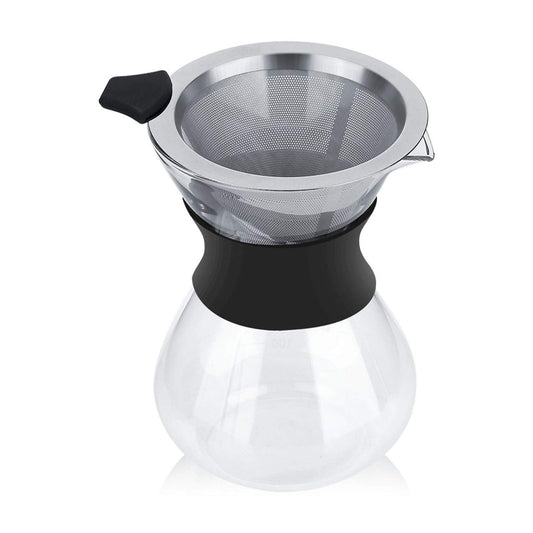 Taza Cafetera de Goteo Manual de Vidrio con Filtro Acero Inoxidable Resistente al Calor