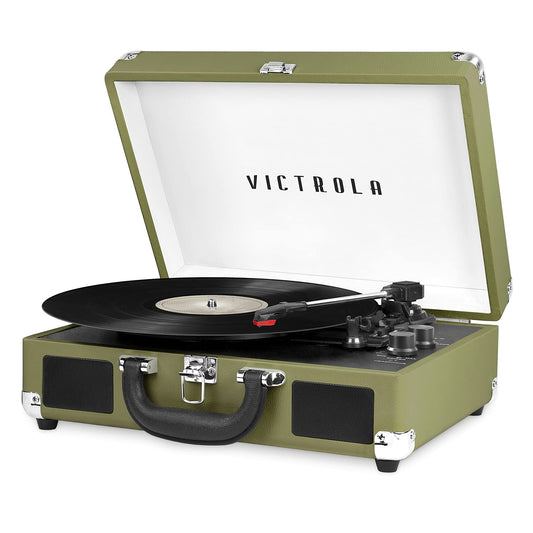 Tocadiscos Portátil Victrola Journey Verde Oliva con Bluetooth y Altavoces Integrados