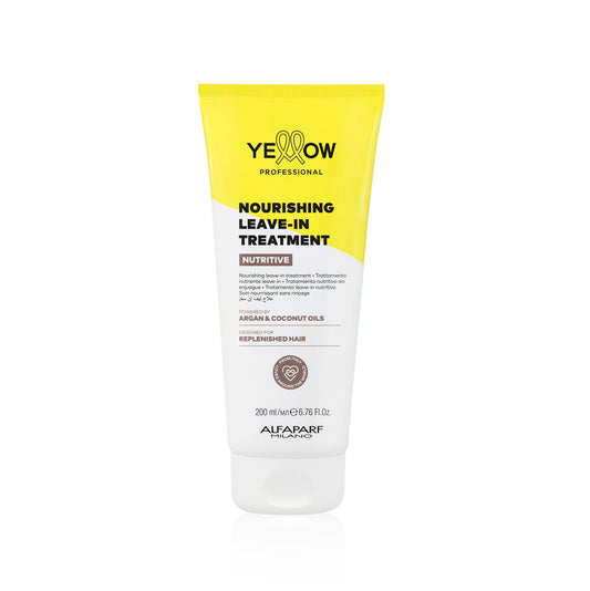 "Yellow Professional Nutritive Nourishing Leave-In Treatment 200 Ml - Tratamiento Nutritivo Sin Enjuague Para Cabellos Secos Potenciado Con Argan & Coconut Oils Concebido Para Cabello Rebosante" (Nuevo Modelo)