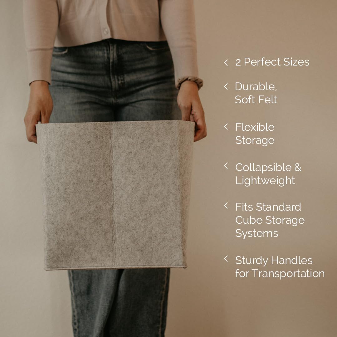 Parker - cubeta de almacenamiento plegable de fieltro para bebé, 11 pulgadas, para organizador de cubos, organizadores de clóset y contenedor de juguetes, cestas de cuerda para almacenamiento de