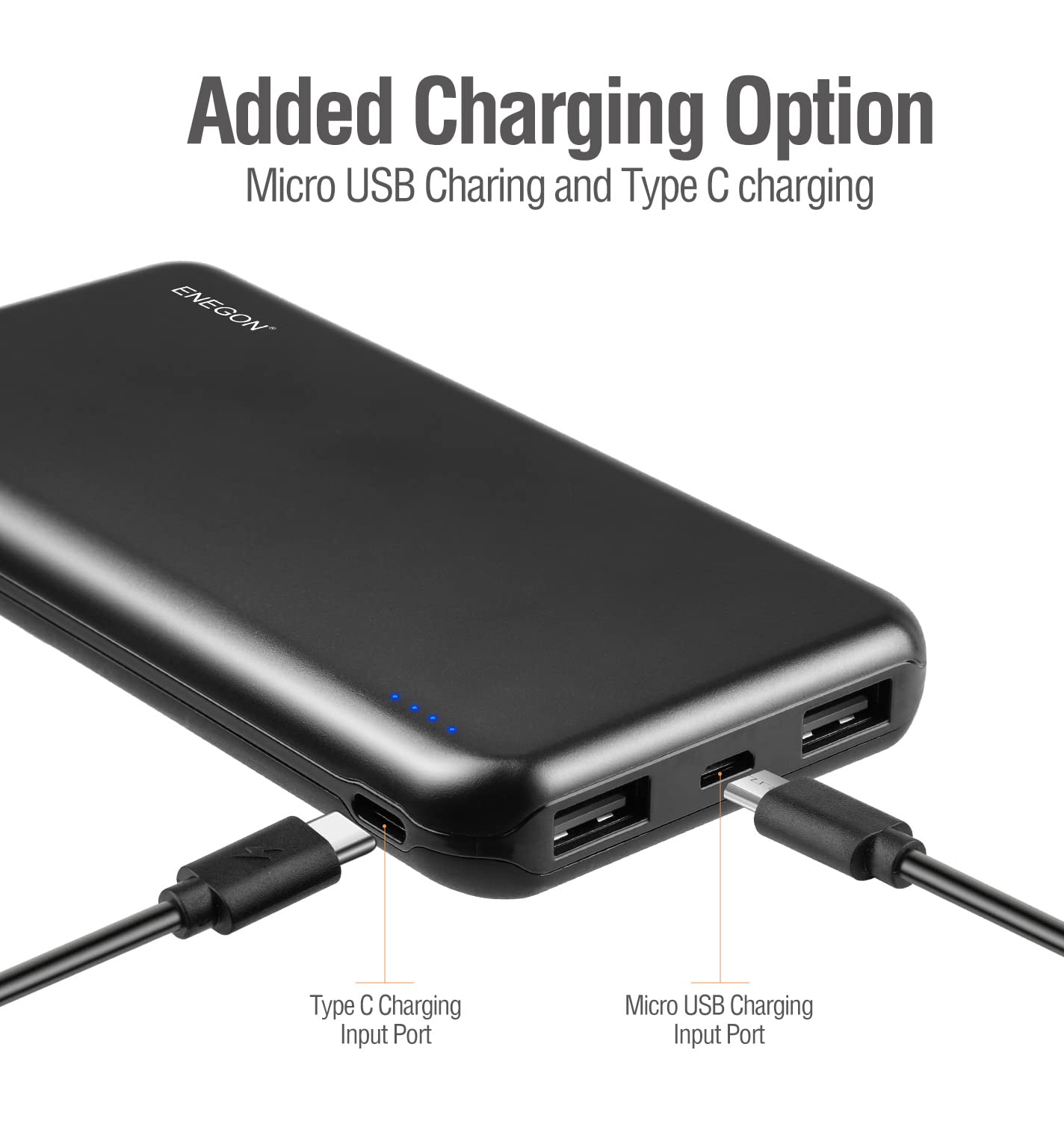Batería Portátil ENEGON 10000mAh Negro Carga Rápida Paquete de 2