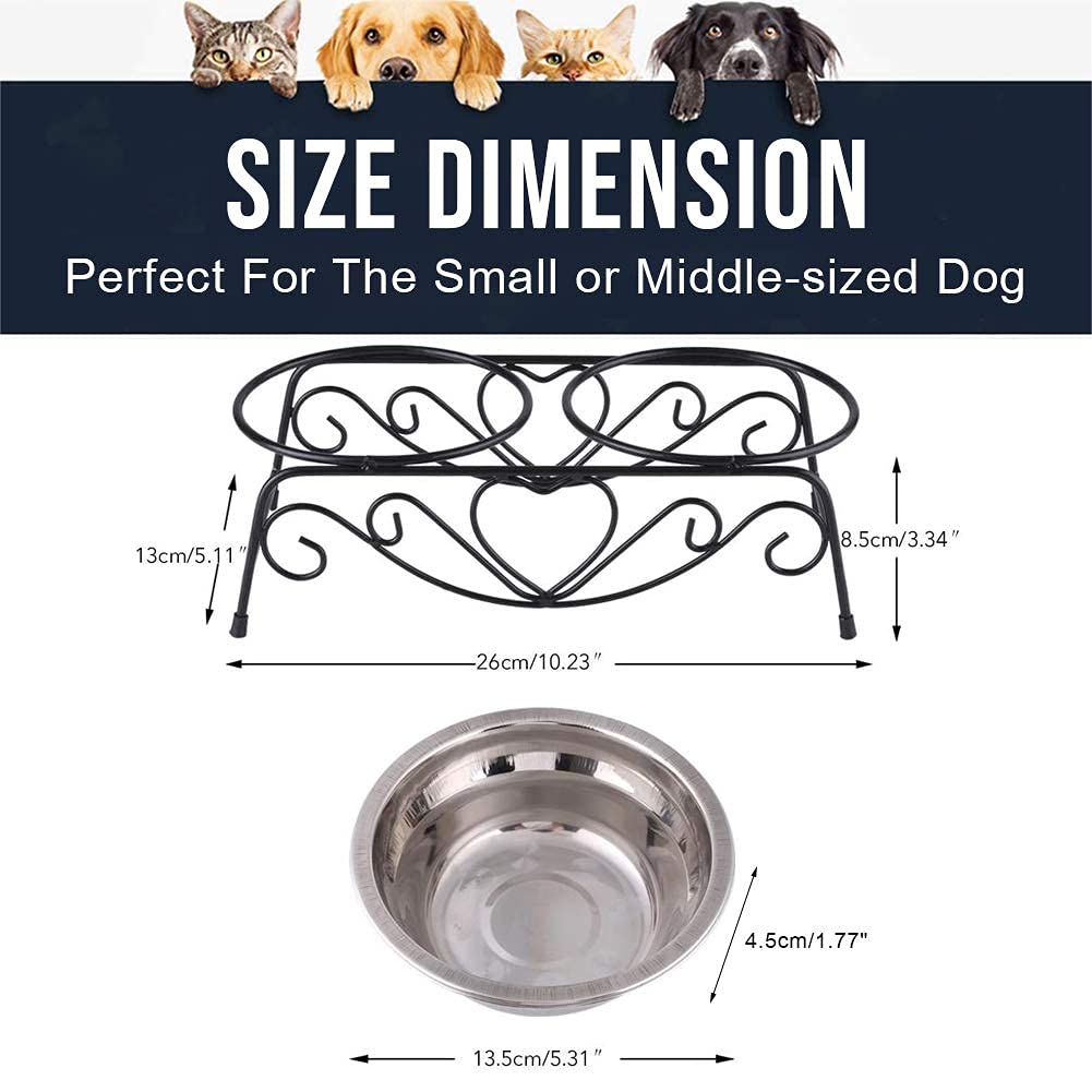 Cuencos para Mascotas Yosoo Acero Inoxidable Soporte Retro Dobles para Perros y Gatos