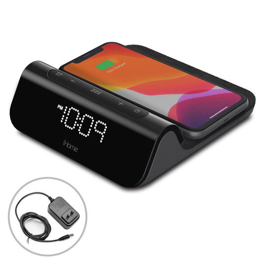 iHome 3 en 1 Reloj magnético de carga inalámbrica rápida para dispositivos habilitados Magsafe, carga USB-C y USB-A, salida de potencia total de 25 W (iW23)