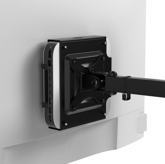HumanCentric Soporte VESA Dual Compatible Con Mac Mini - Montaje Personalizado Detrás del Monitor Con Brazo y Funda