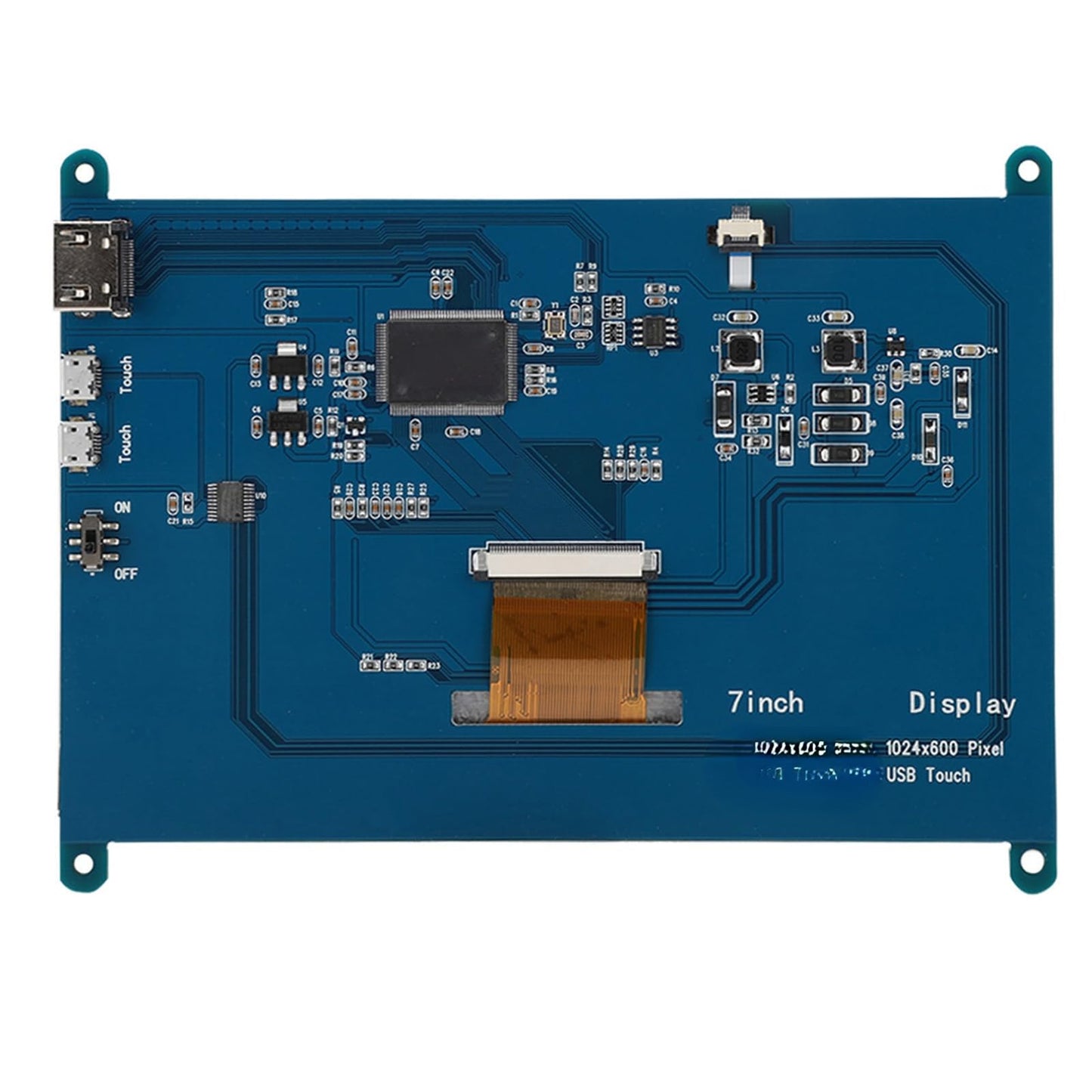 Yoidesu Pantalla táctil capacitiva de 7 Pulgadas para 3/2/1, 1024 × 600 Monitor portátil Full HD para Juegos con retroiluminación, Panel táctil HDMI, Compatible con