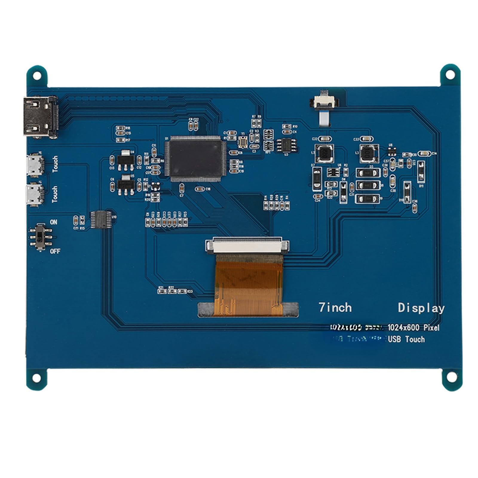 Yoidesu Pantalla táctil capacitiva de 7 Pulgadas para 3/2/1, 1024 × 600 Monitor portátil Full HD para Juegos con retroiluminación, Panel táctil HDMI, Compatible con