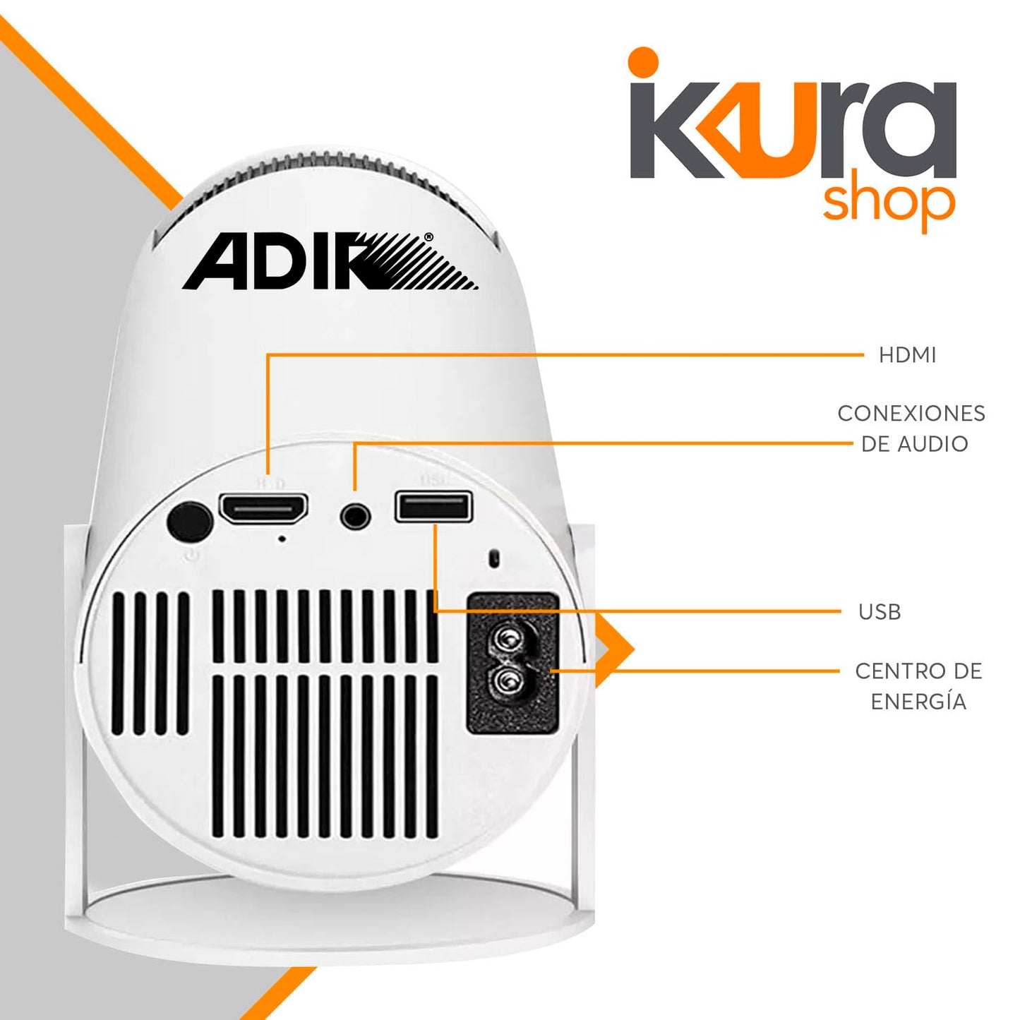 Adir Proyector Profesional Portatil 4K 1080P Blanco 12351