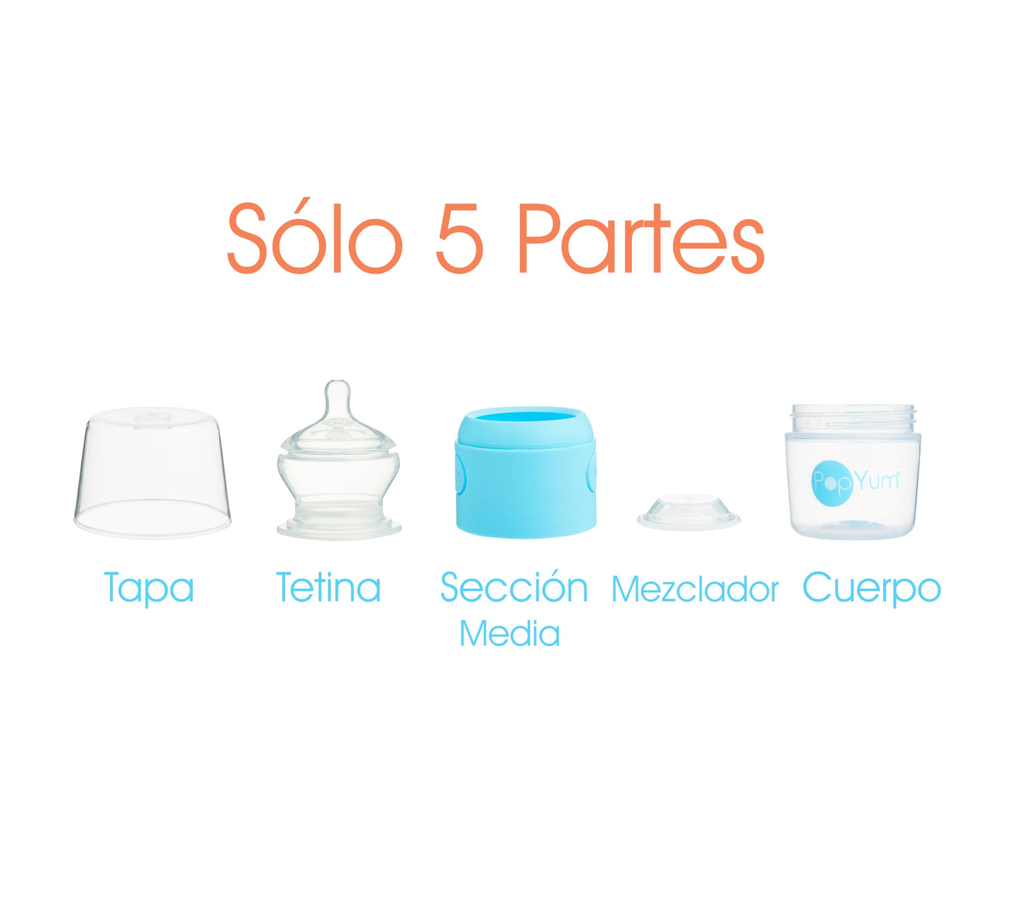 Biberón Anticólicos PopYum Azul de 5oz para Mezclar Fórmula para Bebé 2 Piezas