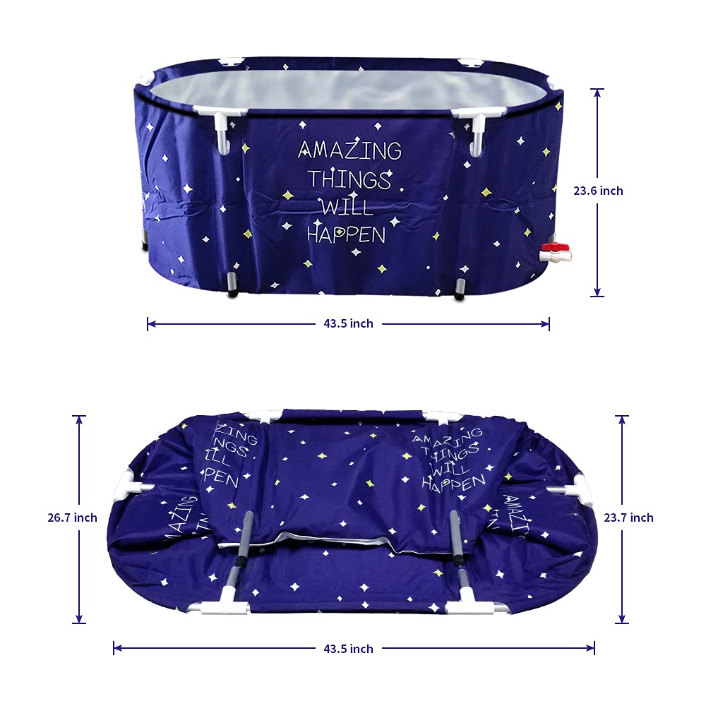 Bañera plegable portátil para remojar la bañera, ecológica, color azul cielo