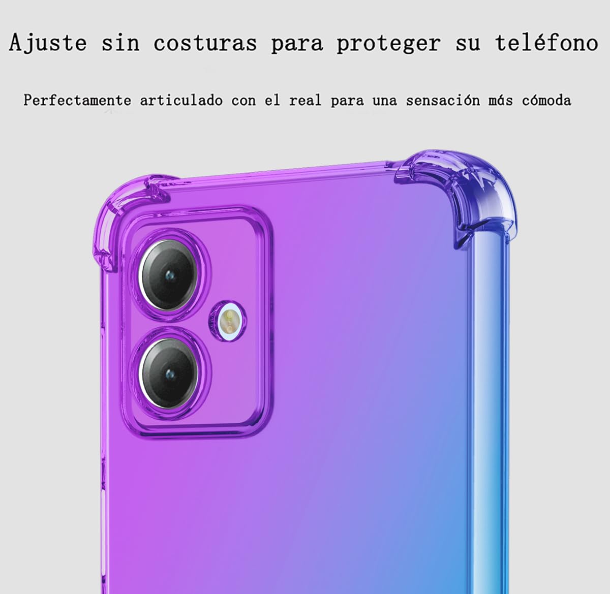 DABUNA Funda para Moto G14 Case Uso Rudo,Transparente Colores Degradados Protectora de Cámara Anticaída Carcasa Bumper(Púrpura Azul)