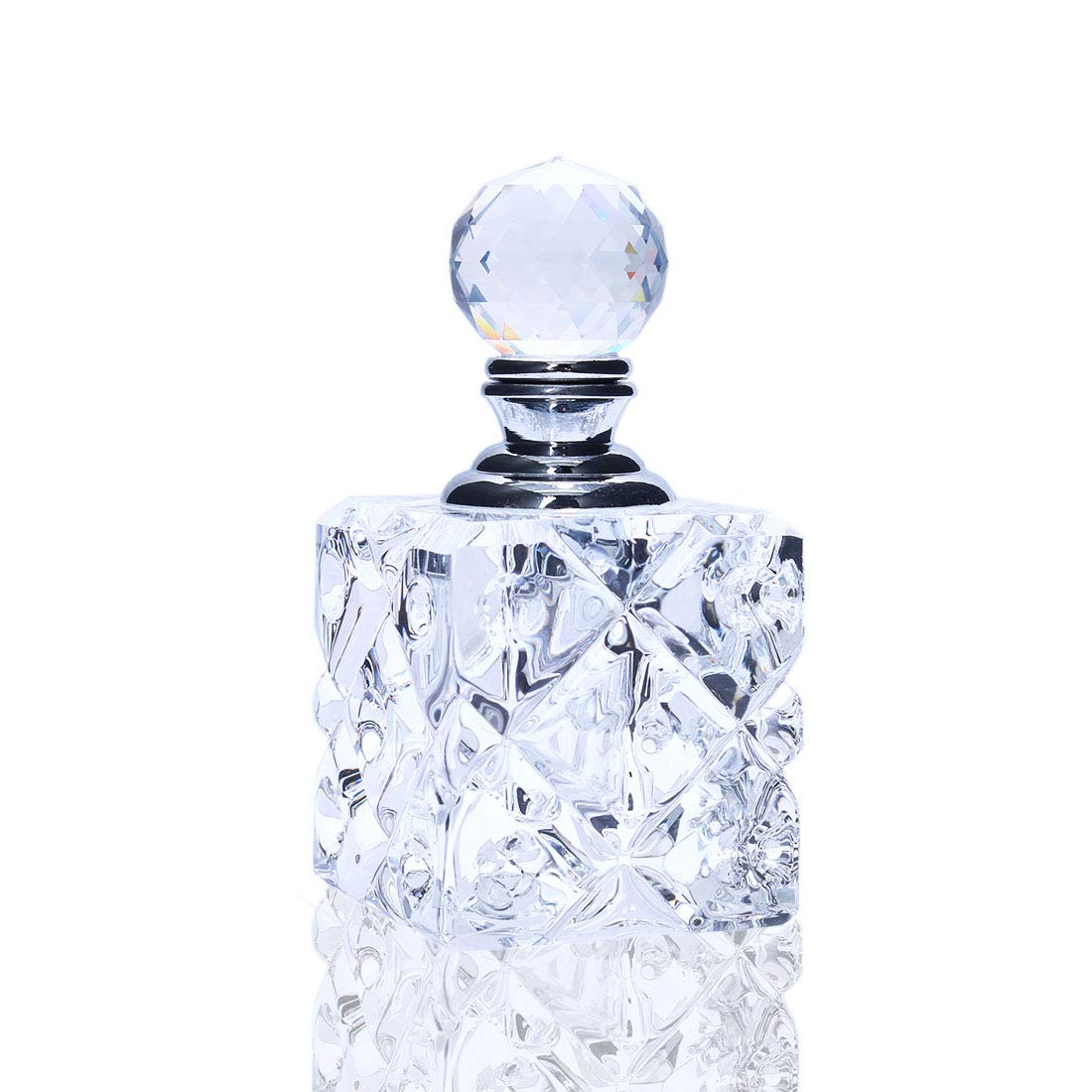 Botella de perfume recargable de vidrio cúbico transparente para decoración
