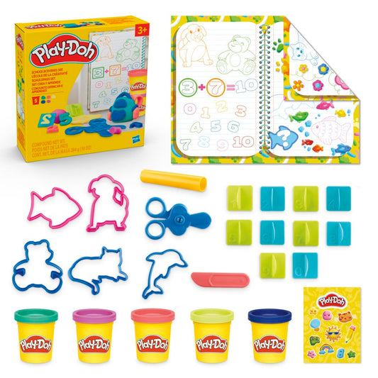 Set de Juego Play-Doh Creat y Aprende Multicolor con Mantel, Adhesivos, Cortadores de Animales y Herramientas para Niños y Niñas en Preescolar +3 Años