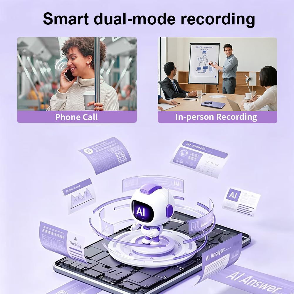 Grabadora de Voz Digital AI 64 GB con Transcripción y Traducción en Múltiples Idiomas