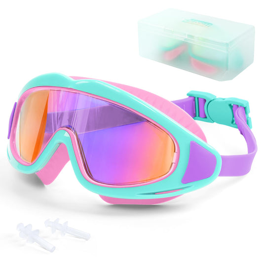 Gafas de Natación para Niños, Goggles para Niños, Gafas de Natación Antivaho y Antifugas, Anteojos de Natación Ajustables de Silicona, Protección UV, Adecuado para Niños y Niñas de 3 a 16 años