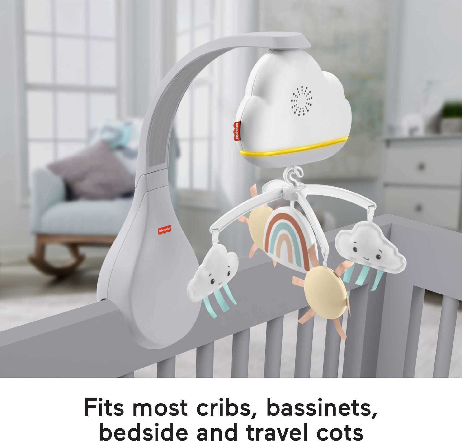 FISHER-PRICE, Móvil para Bebés Nubes Hora de Dormir, Baby, Juguete para Bebé, Recién Nacidos en Adelante, Juguetes colgantes de sol y nubes, Lista de reproducción de 20 minutos