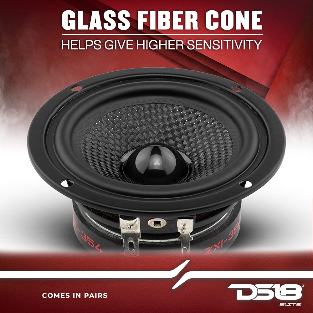 DS18 ZXI-354 - Altavoz de Audio para Coche de Rango Completo de 3.5 Pulgadas con Cono Kevlar de 120 vatios y 4 ohmios - Par de Altavoces 3.5 (2 Altavoces)