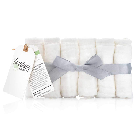 Paños de Muselina Parker Baby Co. Blanco Juego de 6 Suaves y Absorbentes