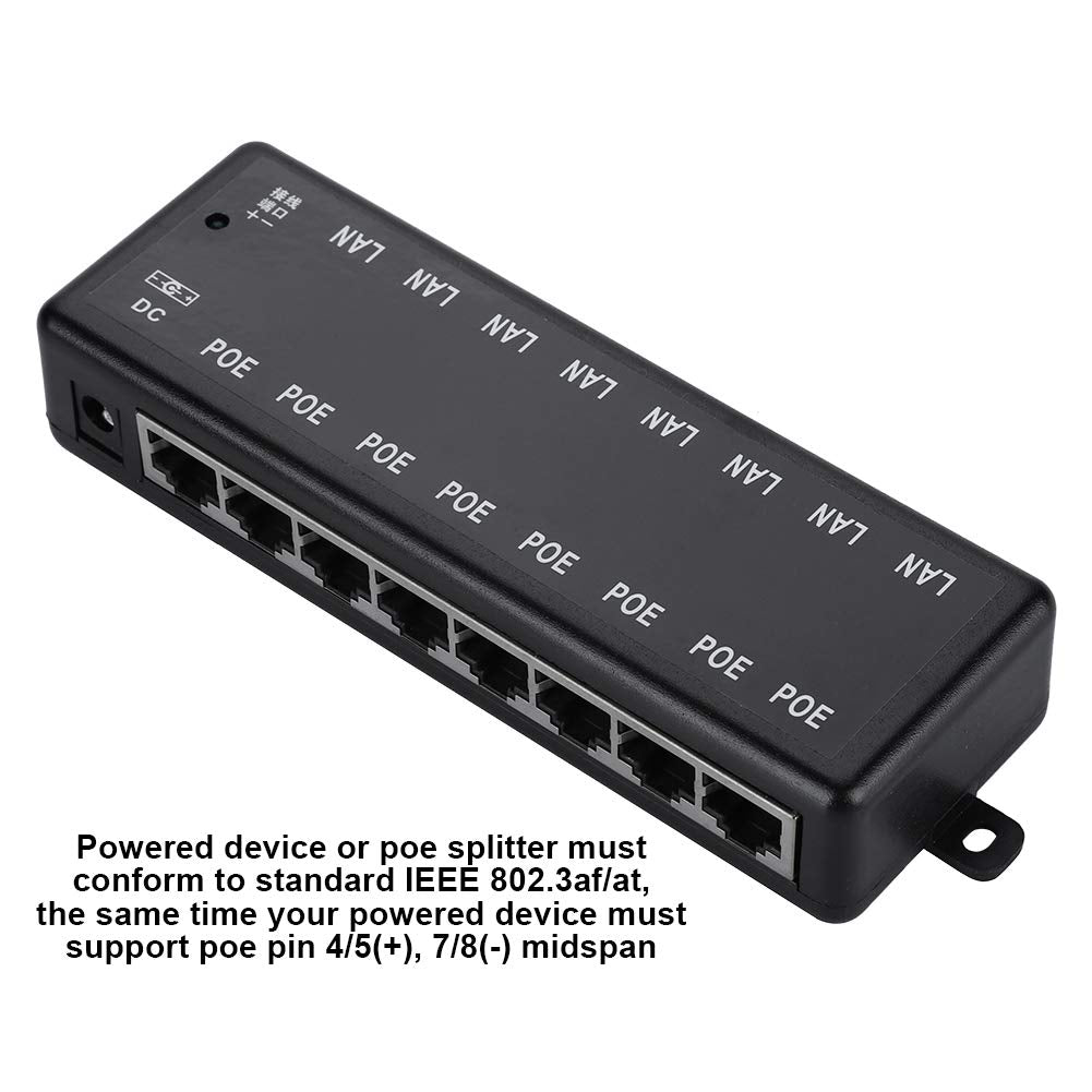 Adaptador POE, 8 Interfaces Adaptador POE Pasivo Alimentación a Través de Ethernet Módulo de Fuente de Alimentación POE Inyector (dc12v-48v)