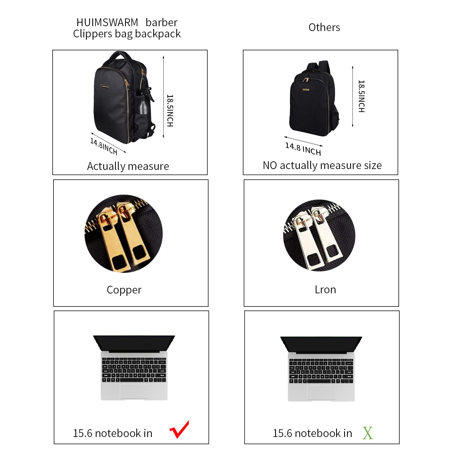 HUIMSWARM - Bolsa de peluquero para peluquero, mochila para peluquería, gran capacidad, cremallera de cobre puro, a prueba de agua, con 1 capa de peluquero y cepillo de peluquería, suministros de