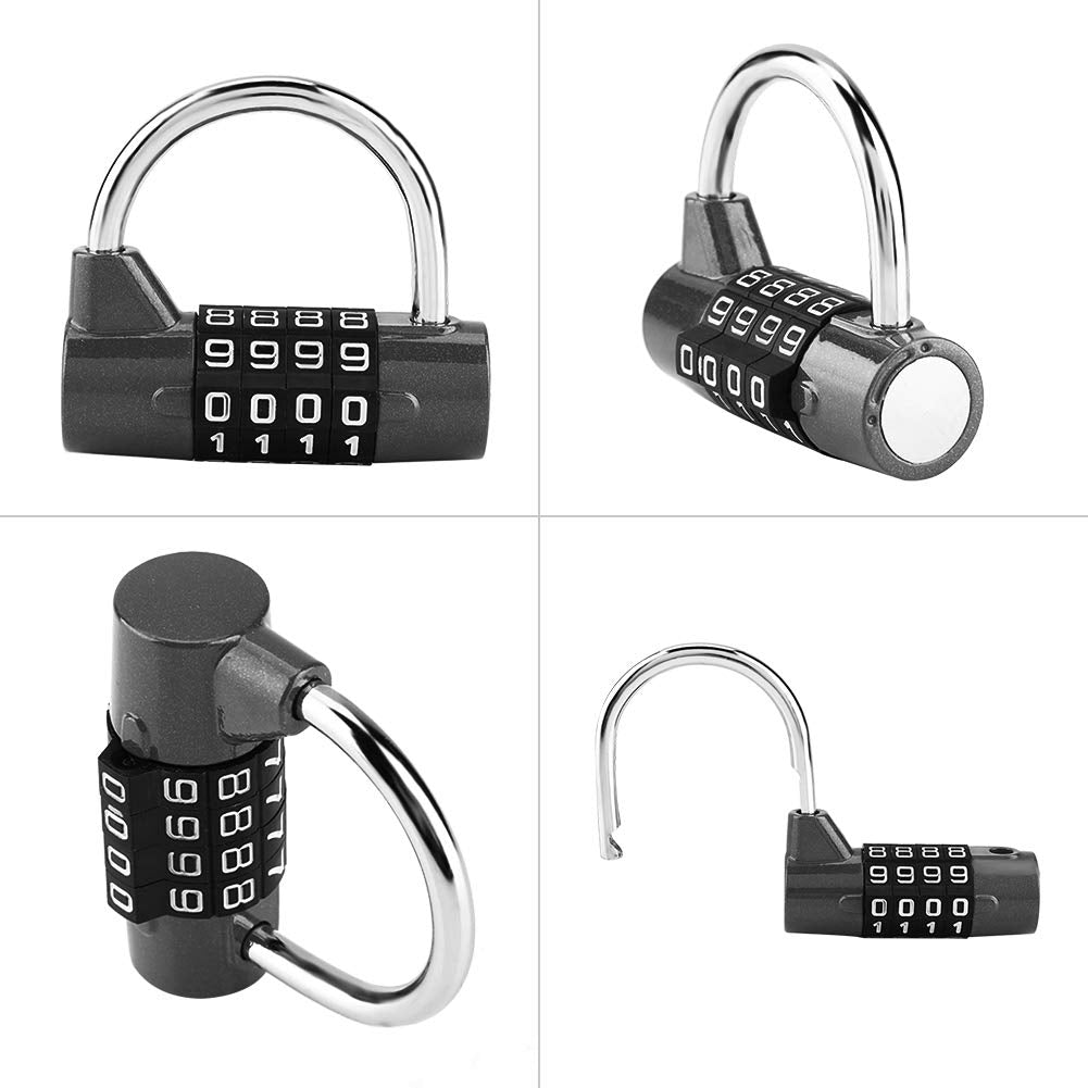 Candado de combinación con 4 números de marcado, gabinete de casa Caja de viaje Gimnasio Locker Código de seguridad Bloqueo(Black)