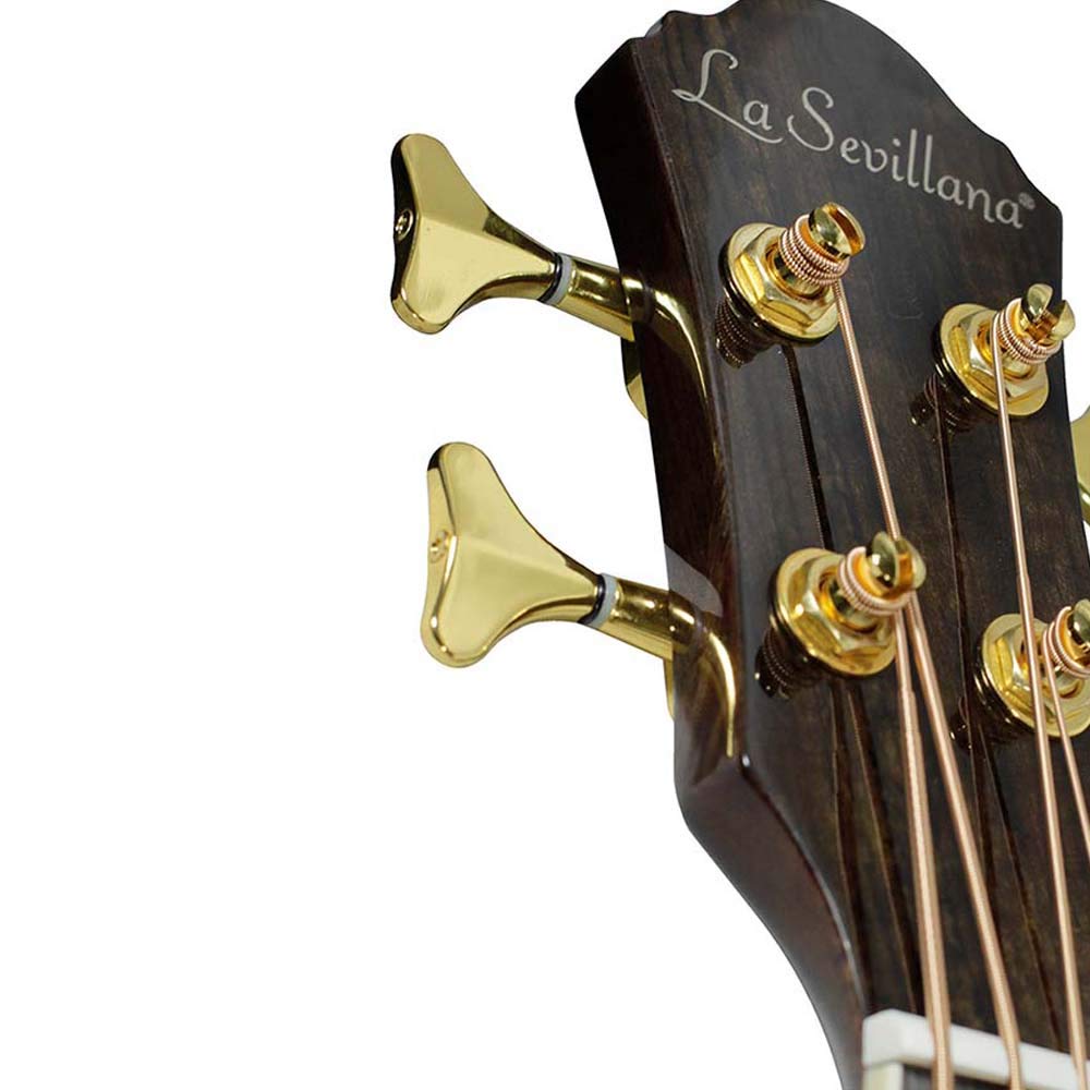 Bajo Electroacústico de 4 cuerdas La Sevillana B-1004CEQ color negro transparente