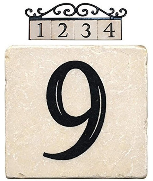 NACH AZ-CLASSIC House Address Number Tiles - #6/#9, Marble/Beige, 4 x 4"