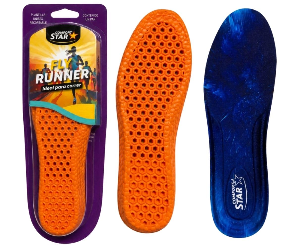 Plantilla Fly Runner Comfort Star Azul Ultraligero con absorción de impactos Tecnología de tracción para Mujeres y Hombres