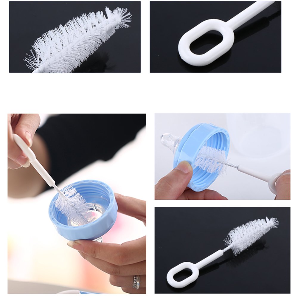 Honbay Bottle Brush Cleaner Kit with Teat Cleaner and Straw Brushes 360 Degree Rotating 5 PCS Within One Set Comes in Different Size selections - Random Color