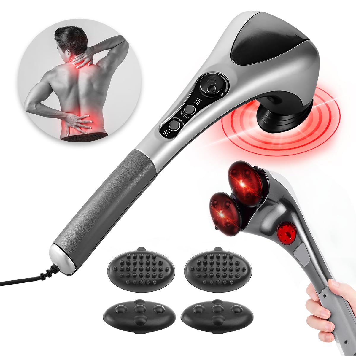Raganet, Masajeador Eléctrico, Doble Cabezal Infrarrojo Para Cuerpo Completo, Relajante, Fácil de Usar