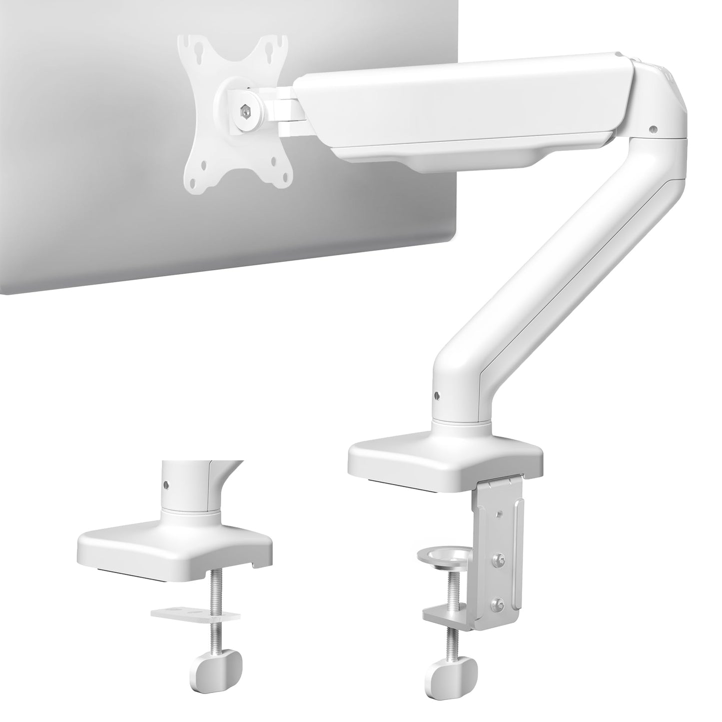 Soporte de Computadora VIVO Blanco Ajustable con Brazo Mecánico Universal VESA de 17 a 32 Pulgadas