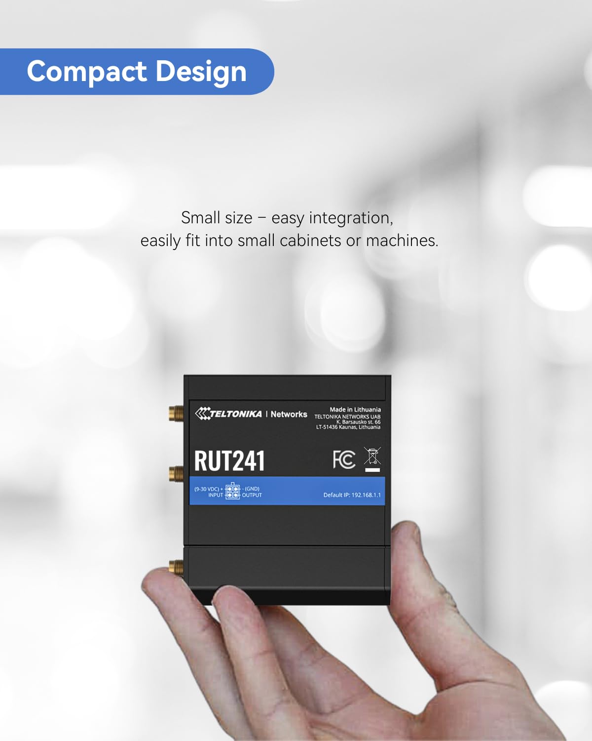 Teltonika RUT241098000 (versión de EE. UU.) Enrutador celular industrial 4G LTE, enrutador Wi-Fi 4G LTE, conmutación por error automática, VPN avanzada, certificado por Verizon/AT&T/T-Mobile