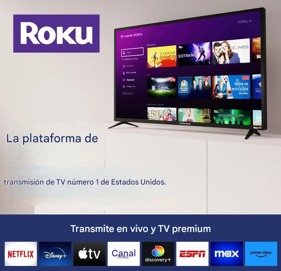 Westinghouse Televisor Inteligente Roku Full HD 1080p de 40″ Pulgadas con Wi-Fi Compatible con Amazon Alexa, Google Assistant y Apple HomeKit. - WR40FE2520
