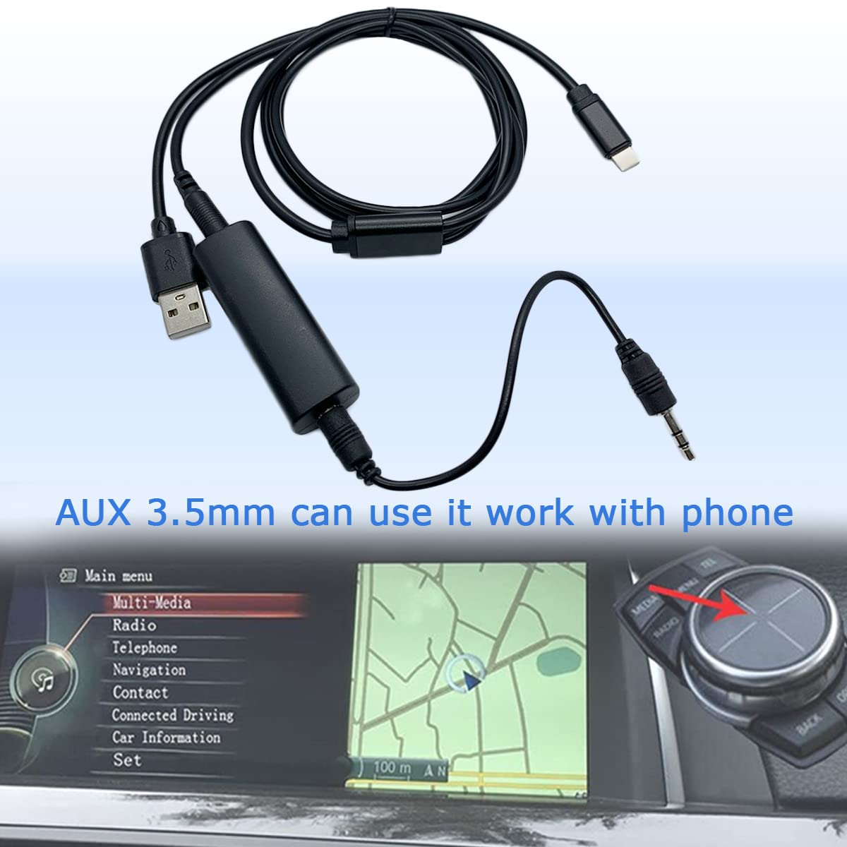 Conector de Audio USB 3,5 mm U-S-B para Android Galaxy y Tabs Compatible con BMW Mini Cooper IDRIVE