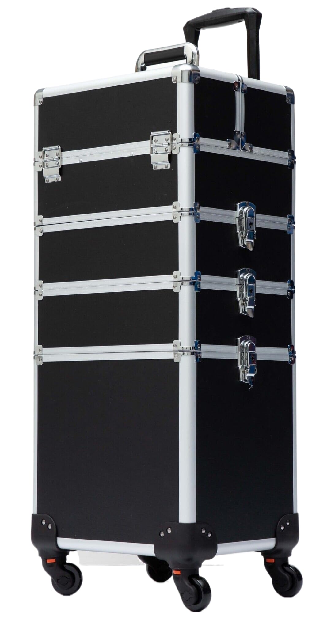 Gdsshuhung - Estuche de maquillaje para tren rodante, organizador profesional de cosméticos con marco de aluminio, bandejas plegables y ruedas, portátil para viajes y estudio, Rosa, Estuche de