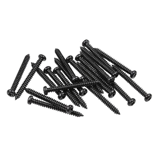 Musiclily Basic 2,8x17mm Metal Rosca Métrica Tornillos de Madera Pastillas para Pastilla Single Coil/Humbucker, Negro (Juego de 20)