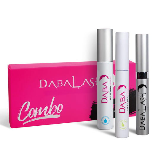 DABALASH Trio Combo – Professional Eyelash & Brow Strengthener 0.18 oz, Waterproof Mascara, 0.45 oz & Gentle Vegan Mascara, 0.3oz – Give Your Own Lashes A Longer, Fuller, & Thicker Look