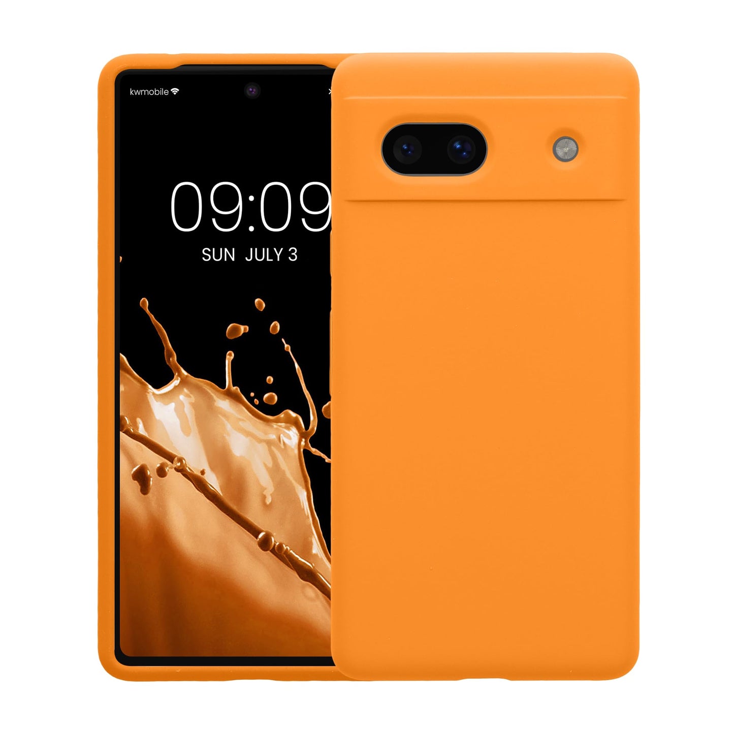 kwmobile Carcasa Compatible con Google Pixel 7a Funda - Case TPU y Silicona antigolpes - Apto Carga inalámbrica - Naranja afrutado