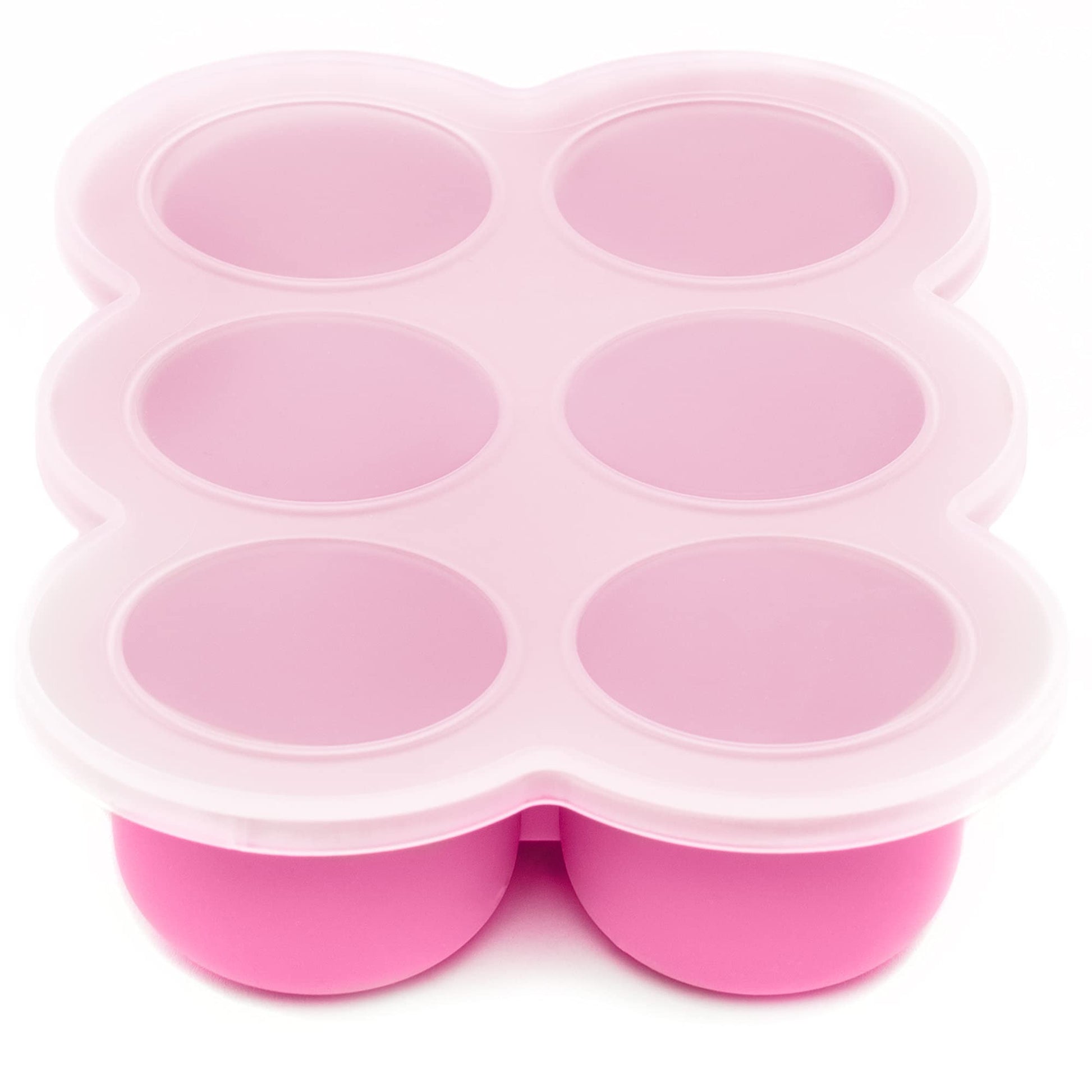 Bandeja de silicona para congelador WeeSprout con tapa a clip, contenedor de almacenamiento de comida perfecto para alimentos caseros para bebés, purés de verduras y frutas, y leche materna (Rosa